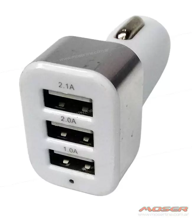Cargador USB triple 1.0A 2.0A 2.1A, Cargadores USB / Voltimetros