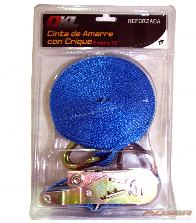 Cinta Amarre Con Crique Traca 1.5 X 6 Mts Reforzada, Cintas de amarre, QKL  - Accesorios para Vehículos Encendido Moser / Lamparas / Cosmética /  Repuestos Autos / Rosario, Santa Fe, Argentina