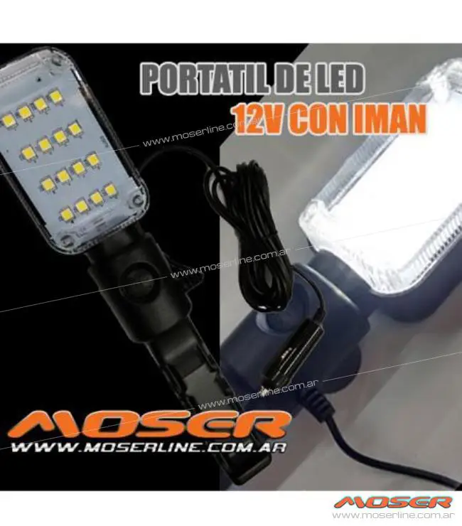 Portátil LED SMD - 12V con imán y colgante - Con pinzas para