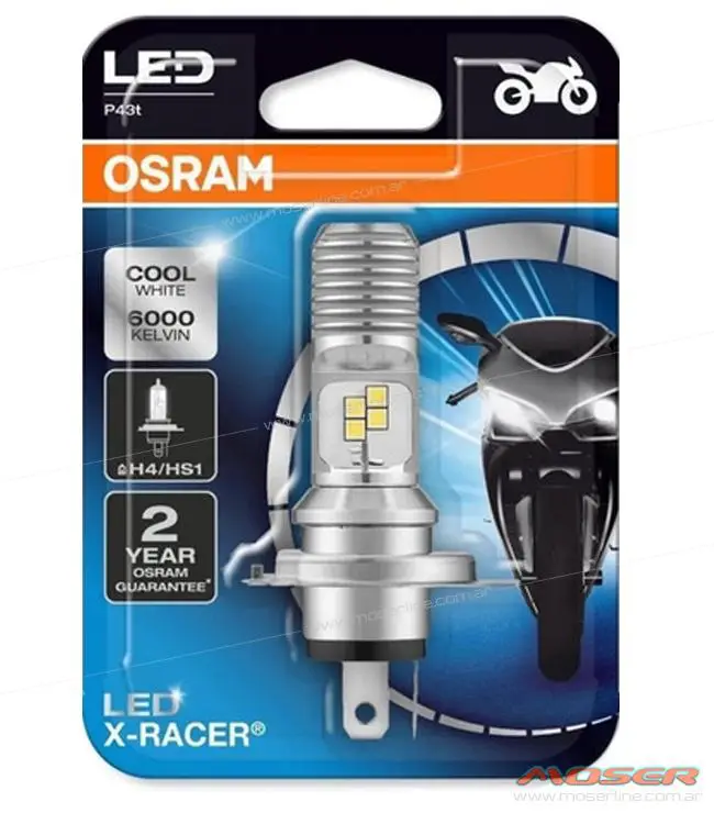 Lampara H4/HS1 Osram LED X-Racer Moto 6000k Cool White, Kit de