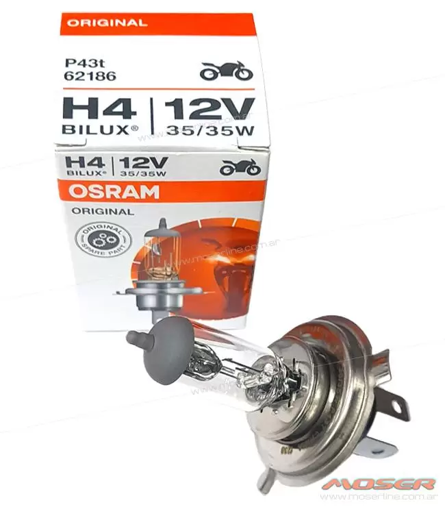Lampara H4 12V 35/35W para Moto, Lamparas Halogenas Osram