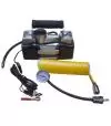Compresor de Aire Doble Piston 12V con Pinzas + Manometro + Bolsito