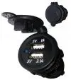 Cargador USB doble 1.0A y 2.1A para embutir con tapa de goma