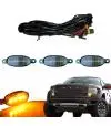 Kit 3 Luces Led Parrilla Acrílico Fume (6 leds/faros) Led ámbar p/camionetas - autos ext c/cableado instalación y enchufes