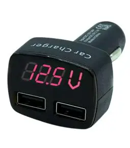 Cargador Rápido 3.1A / USB doble / Con Voltímetro / Consumo de carga / Temperatura