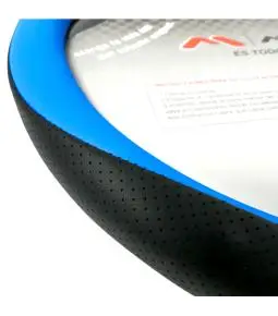 Cubrevolante PVC Negro Microperforado Con Azul de 38cm