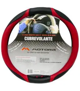 Cubrevolante PVC Negro Microperforado Con Rojo de 38cm
