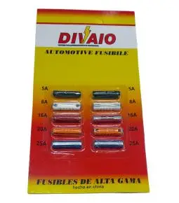 Blister X10 Fusibles Surtidos 5A a 25A tipo Ceramico Divaio
