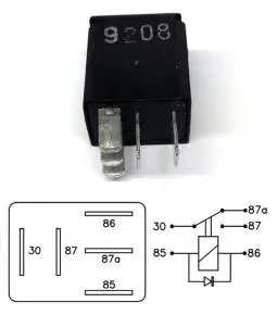 Micro Relay 9208 12V 20/10A inversor simple con diodo
