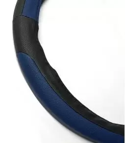Cubre Volante Microperforado Negro / Azul Tamaño Mediano 37-39 cm