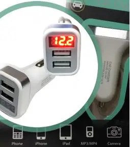 Cargador USB Doble con Voltimetro Digital e Indicador de Consumo