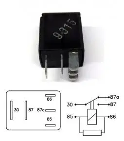 Micro Relay 9315 12V 20/10A inversor simple con resistencia