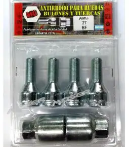 Bulones Antirrobo / Seguridad Peugeot 206, 306, 405, Partner (largo 27 mm) asiento cónico