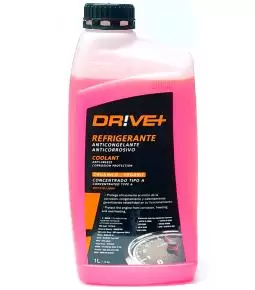 Liquido Refrigerante Anticogelante Anticorrosivo Organico Tipo A DRIVE+ Concentrado x 1 l. Rosa